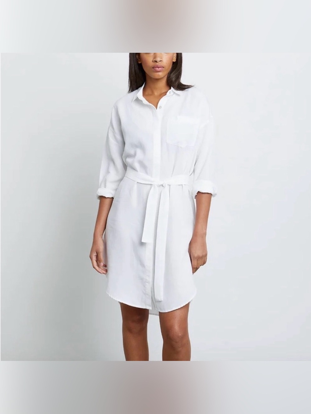 NWT Rails Ames White Shirt Dress Long Sleeve Belted Button Front Size S